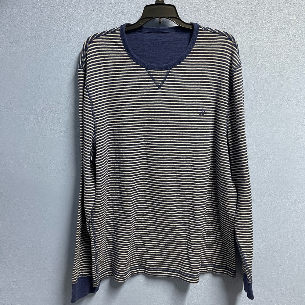 ORIGINAL PENGUIN BLUE/GRAY STRIPED LONG SLEEVE TOP LADIES SIZE XXL